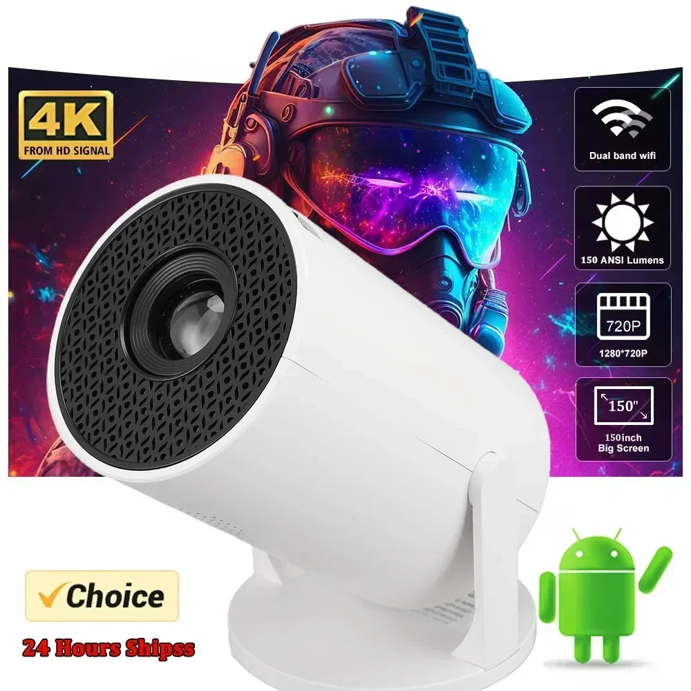 4K Mini Projector with Android 11, WiFi 6, Bluetooth 5.0 & Built-In Speaker